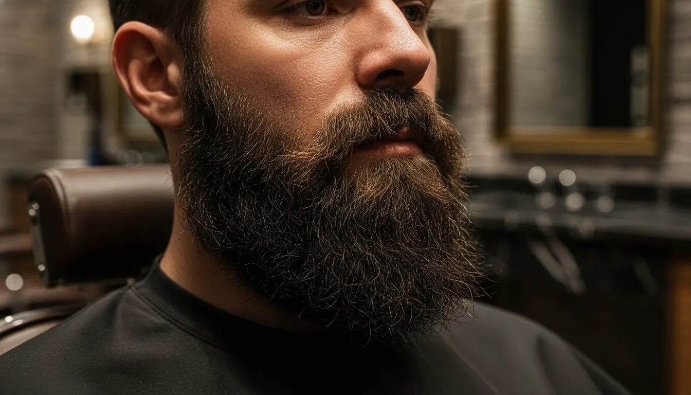 Homem com um corte de cabelo clássico e barba